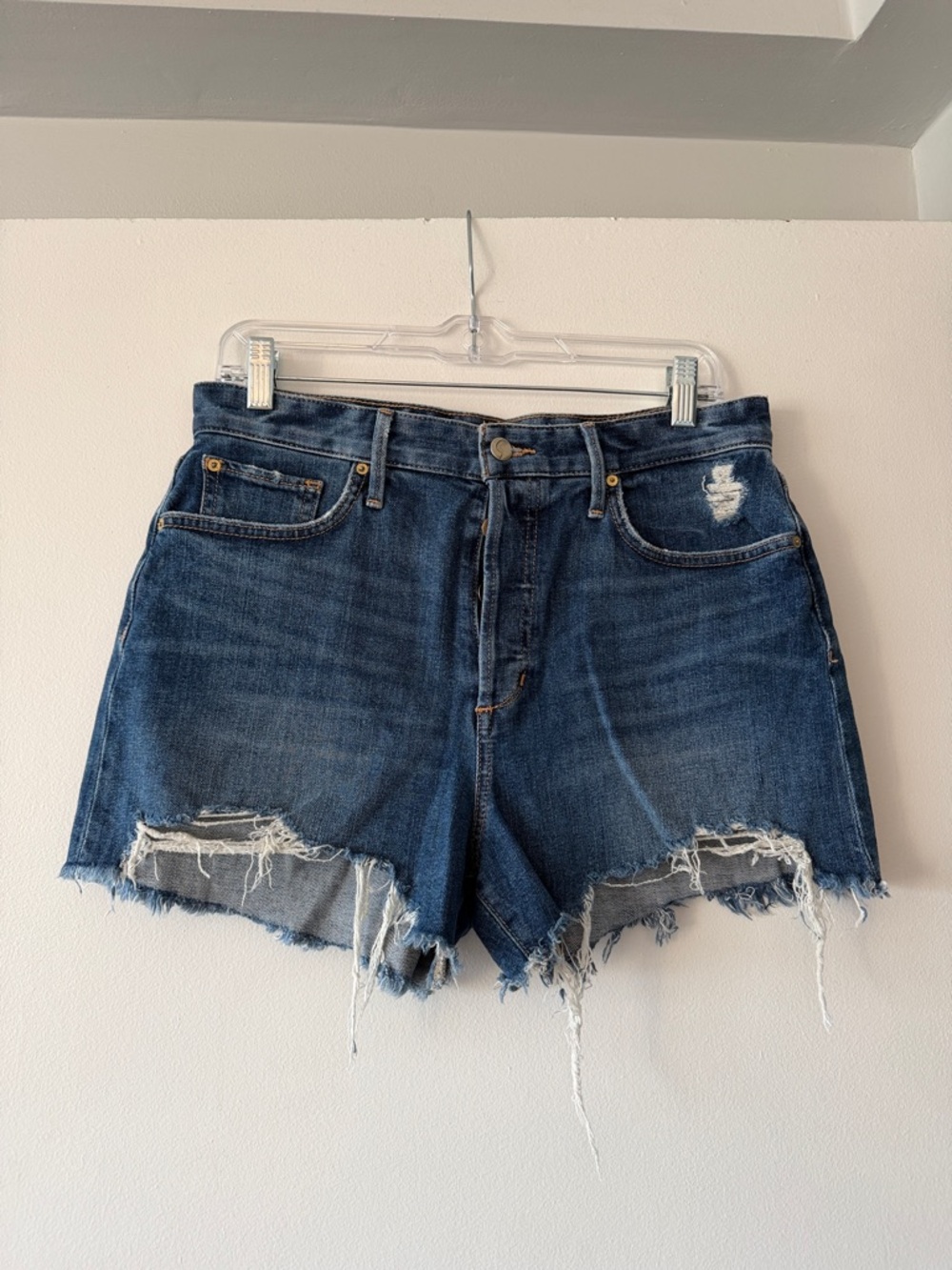 Joe's Jeans The Smith High Rise Denim Shorts Skyler Distressed Raw Hem Size 29